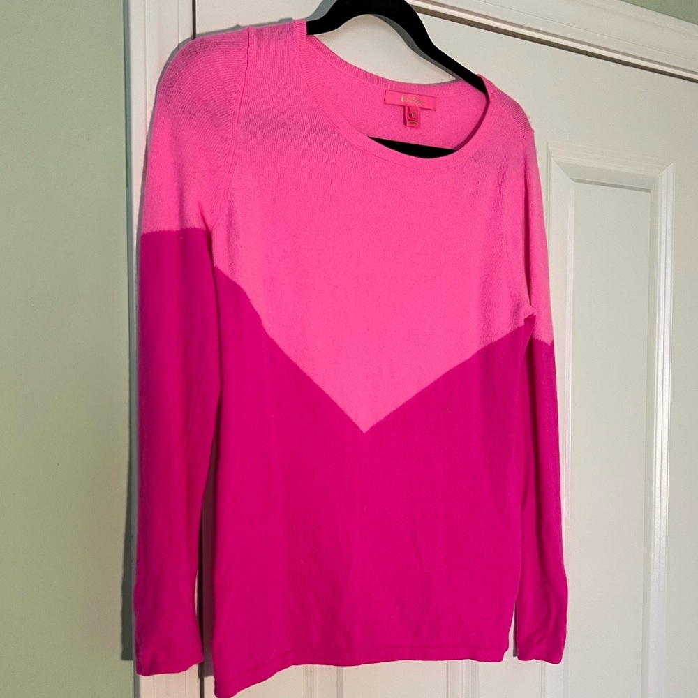 Lilly Pulitzer Pink Colorblock Crewneck Sweater